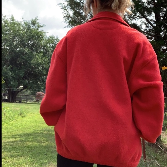 Vintage Bugle Boy Cozy Fleece Full-zip Jacket Unisex Plush Soft! Bright Red - Picture 8 of 15